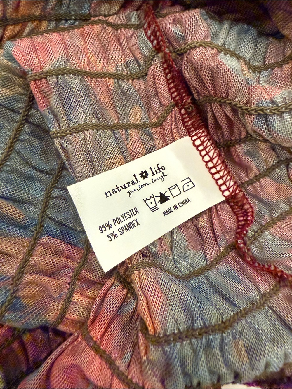 NATURAL LIFE Smocked Floral Top in Pink, Orange, Blue and Green - Picture 10 of 10